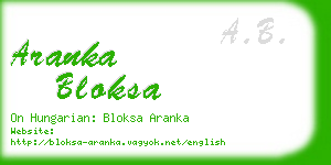 aranka bloksa business card